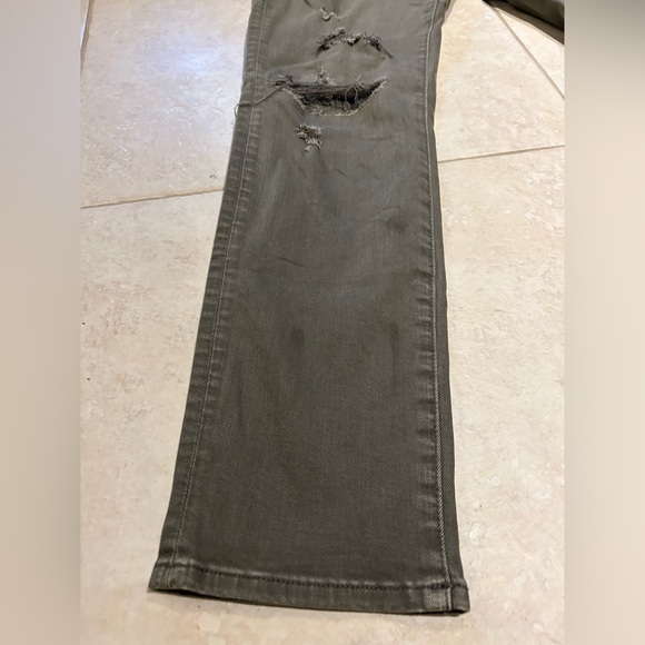 Mens American eagle grey/hint of dark green skinny ripped jeans size 34x32 - Picture 2 of 11